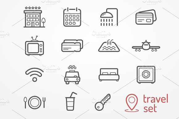 Travel And Hotel Icons Set