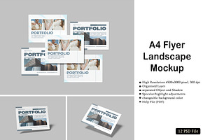 A4 Flyer Landscape Mockup, an Advertising Mockup by rizalamora