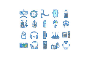 Electronics Digital Technology Icons, an Object Illustration by pikepicture