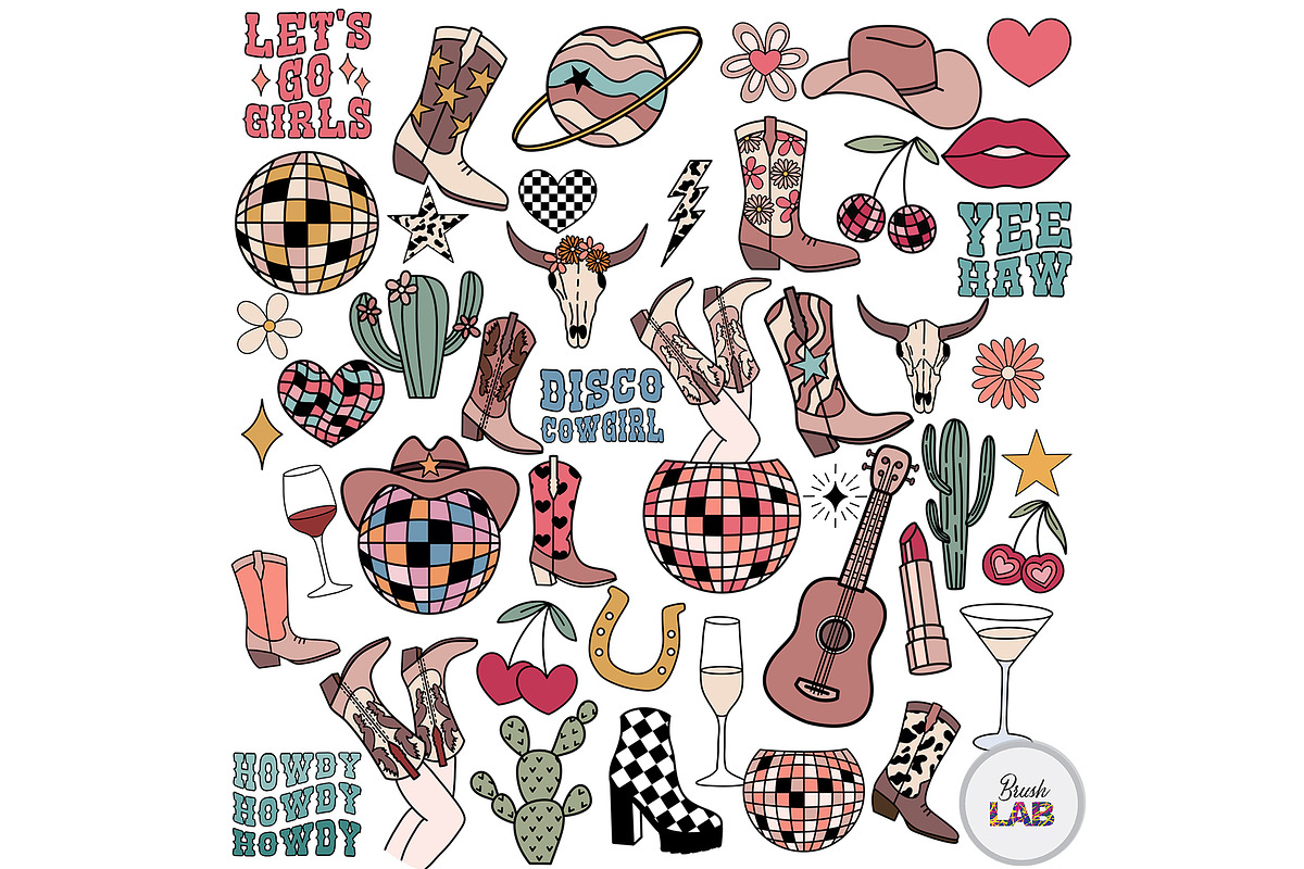 Disco Cowgirl Procreate Set, a Brushes & More by Brush Lab (Photo 2 of 8)