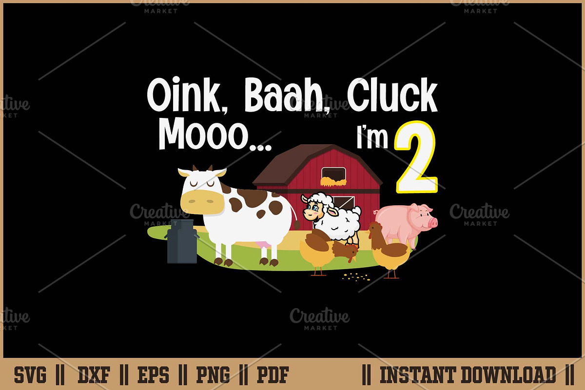 Two Year Old Farm 2nd Birthday SVG, a Work Illustration by Handy Arts Studio (Photo 1 of 3)