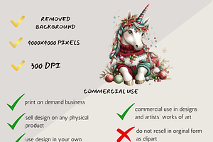 WHIMSICAL CHRISTMAS UNICORNS CLIPART