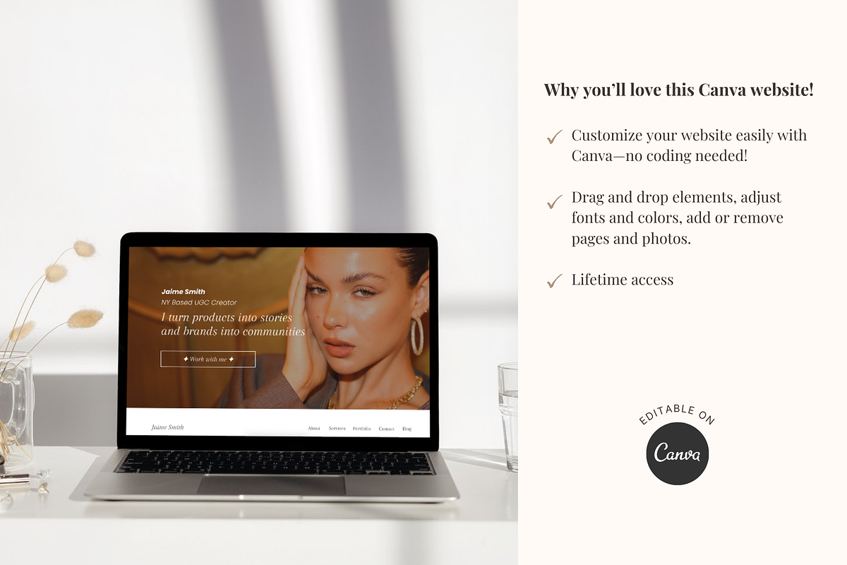 UGC Portfolio Canva Website Template, a Landing Page Template by GlamWebDesigns (Photo 5 of 8)