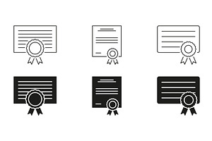 Certificate With Ribbon Icons, an Object Illustration by Gentle Studio