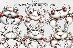 Whimsical Summer Crab Clipart, an Illustration by Rose Art
