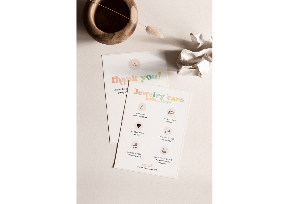 Pastel Jewelry Care Card Template, a Card Template by Hellohastore (Photo 8 of 10)