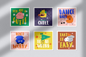 Funny Characters Set Comic Cards