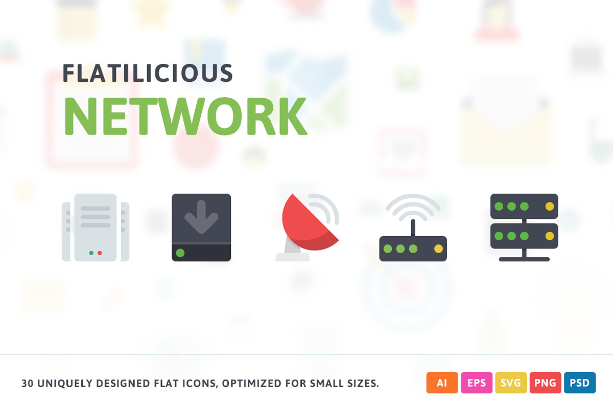 Network Flat Icons, an Icon by PixelBazaar (Photo 1 of 2)