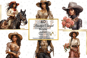 Watercolor Cowgirl Clipart Bundle