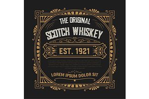 Whiskey design for label, a Decorative Illustration by OneVectorStock
