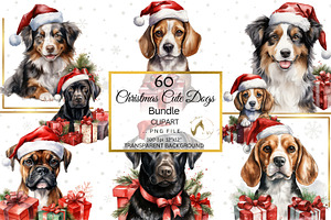 Christmas Dogs Clipart Bundle