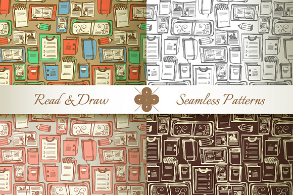 Read Draw. Seamless Patterns