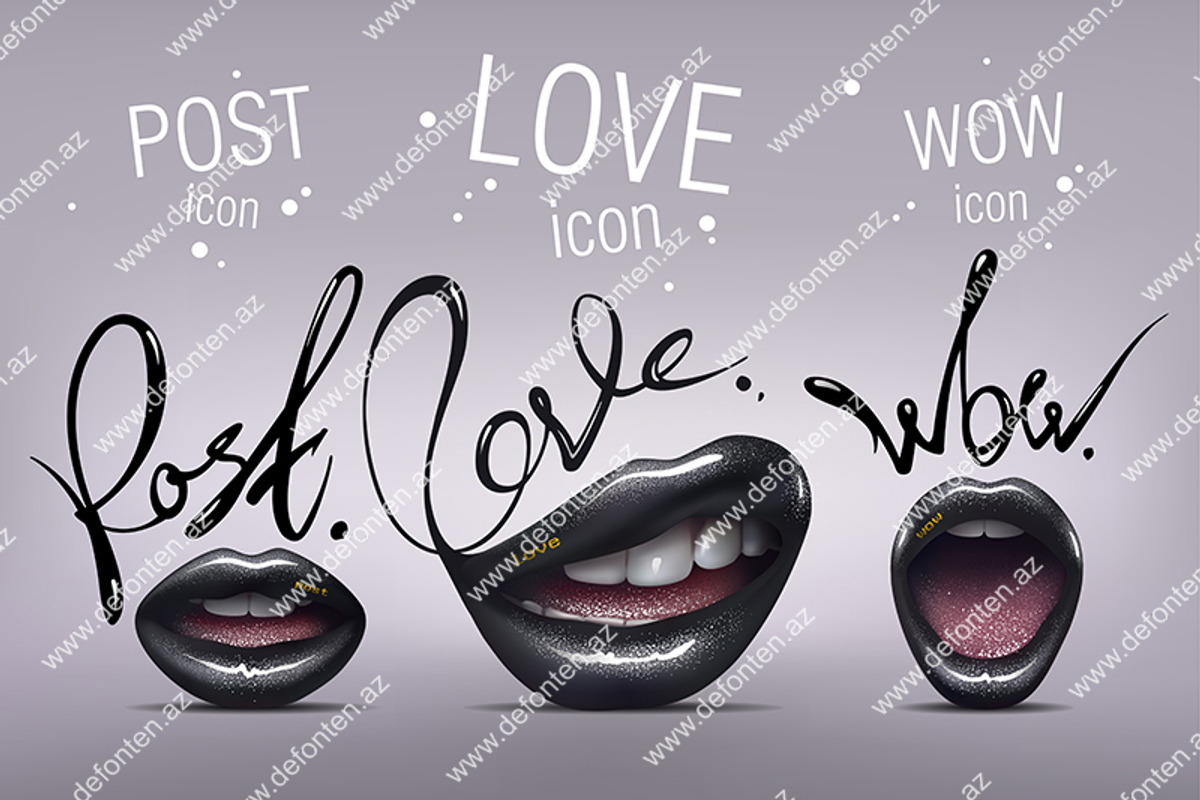 Black Sexy Lips Icons. Vector, an Illustration by Defonten's Art Gallery (Photo 1 of 2)