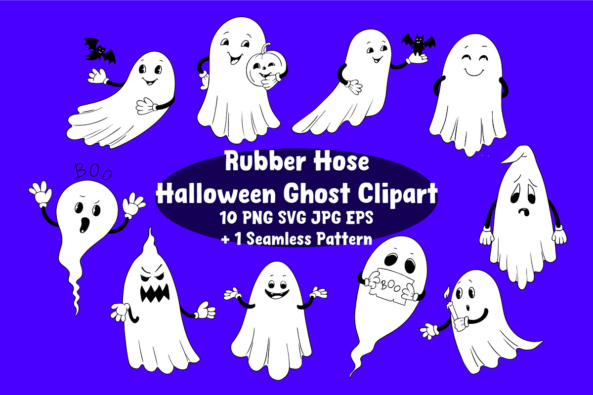 Rubber Hose Halloween Ghosts vector, a Seasonal Illustration by ChubbyBunny Art (Photo 1 of 11)