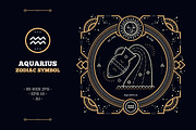 Thin line zodiac label - Aquarius, an Object Graphic by painterr (Thumbnail 1 of 2)