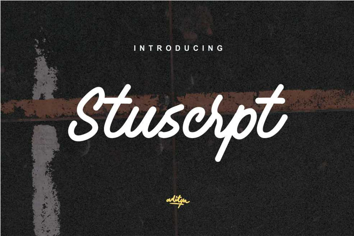 Stuscrpt - Modern Script, a Script Font by Adityashdq (Photo 1 of 4)