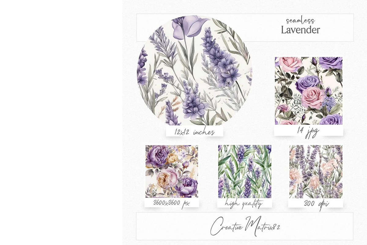 Watercolor Lavender Seamless Pattern, a Texture Graphic by Creative Matrix82 (Photo 2 of 4)