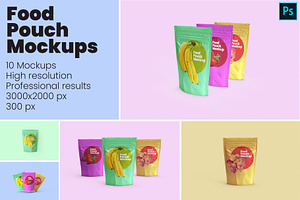 Food Pouch Mockups - 10 Mockups