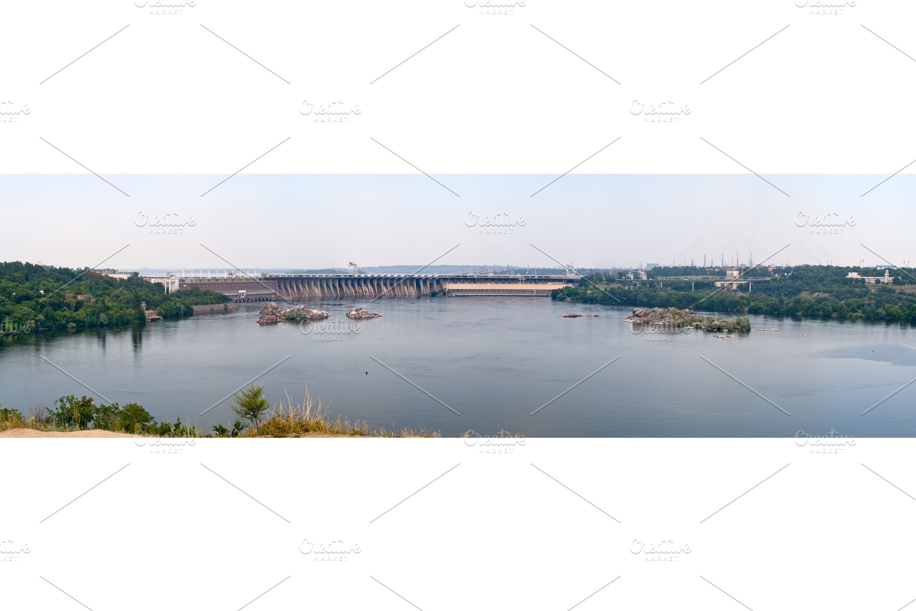 Panoramic view of Dniproges, an Industrial Photo by Leonid Andronov