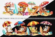 Summer Cat Clipart, a Graphic by Artnoy (Thumbnail 2 of 5)