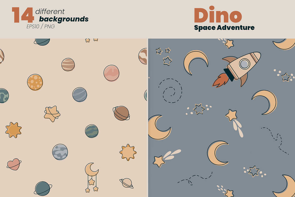Dino Space Adventure – Vector Set, an Illustration by moja doodle (Photo 9 of 11)