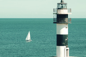 Lighthouse and boat.