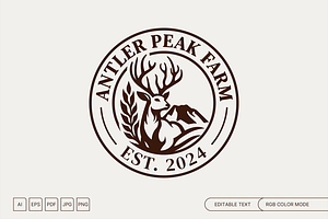 Antler Peak Farm Badge Logo, a Branding & Logo Template by muhisya