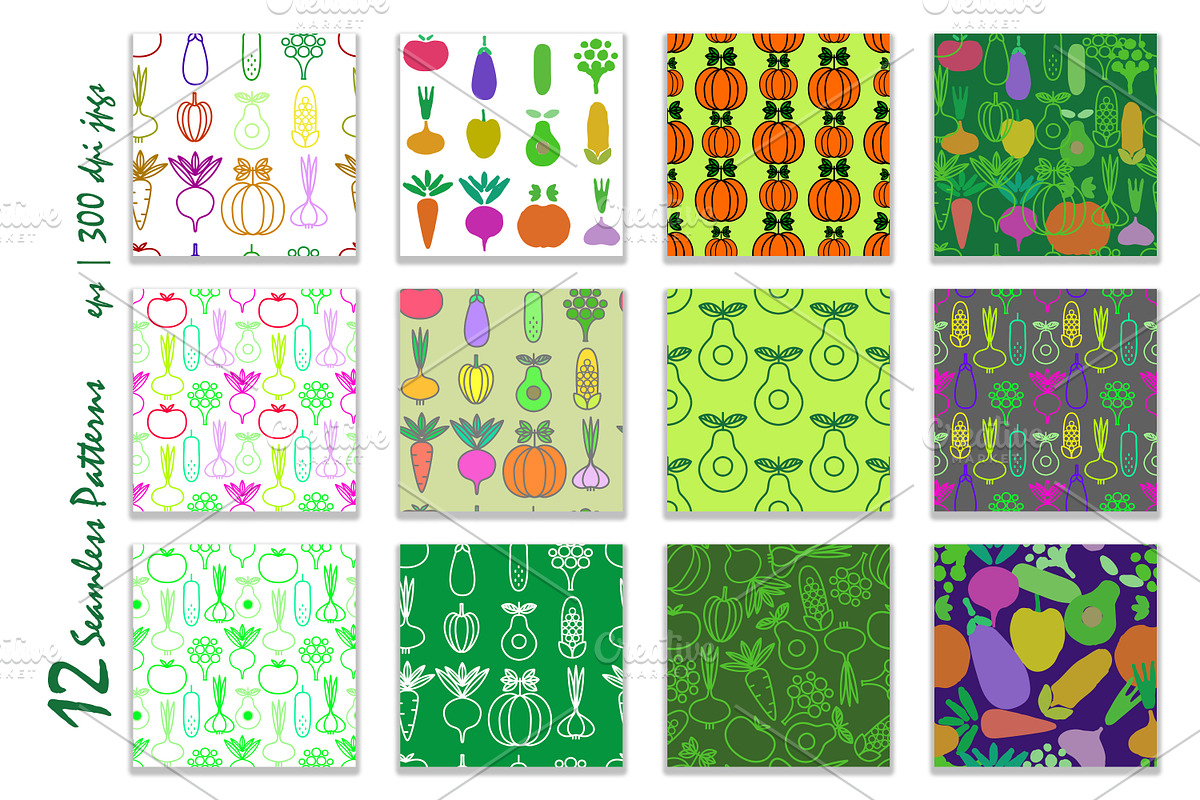 Vegan Food | Patterns and more, a Food Illustration by Retro Graphic Box (Photo 5 of 9)