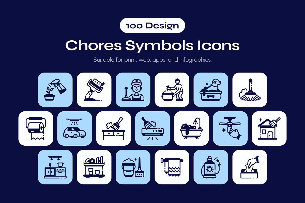 Chores Symbol Icon Set, a Solid Icon by Vectors Market (Photo 1 of 7)