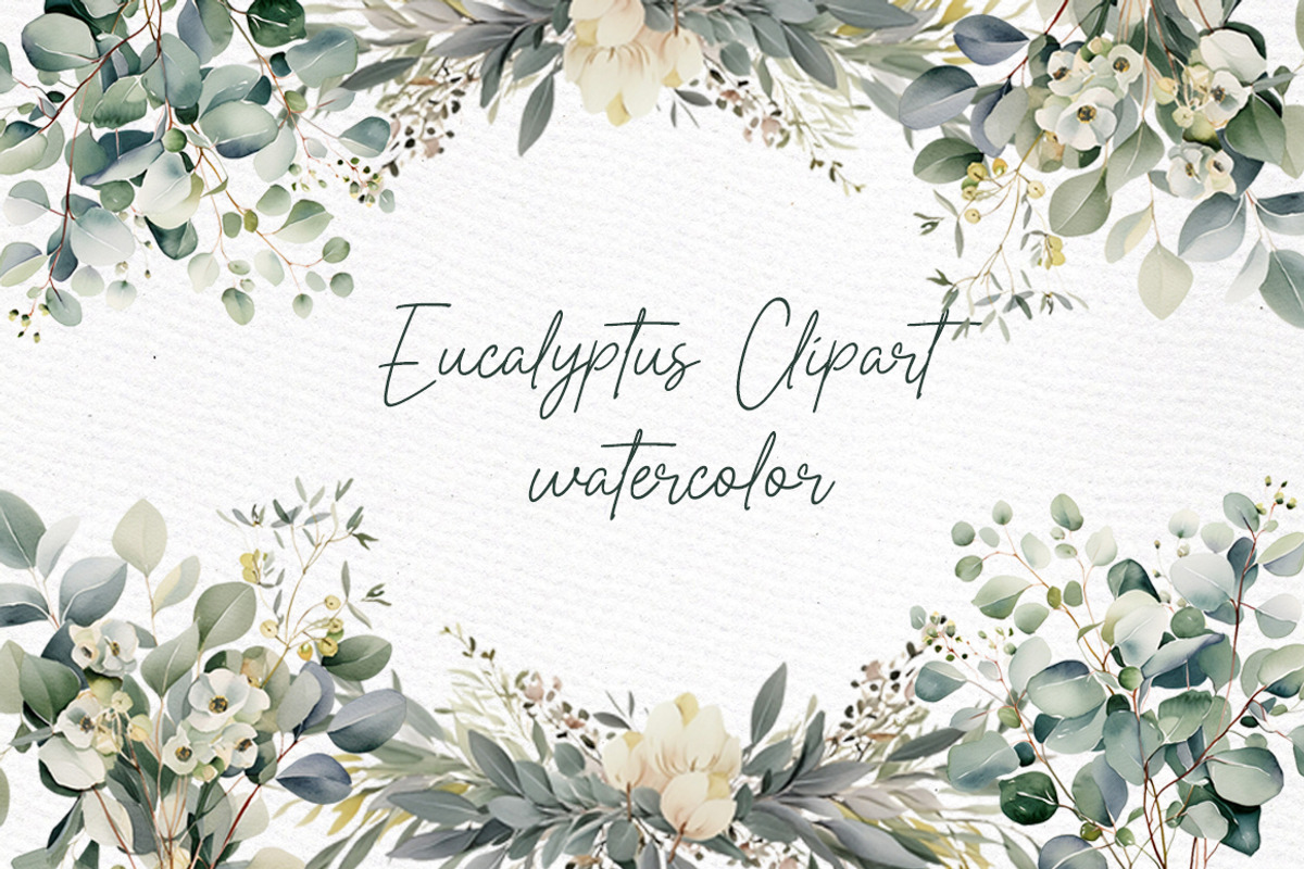 Greenery Watercolor PNG Eucalyptus, a Decorative Illustration by LeCoqDesign (Photo 1 of 5)