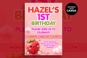 Berry 1st Birthday Invitation