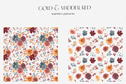 Gold & Madder Red Watercolor Flowers, an Illustration by whiteheartdesign (Thumbnail 4 of 9)
