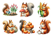 Fall Squirrels Garden Clipart, an Illustration by Daily.Designs (Thumbnail 2 of 5)