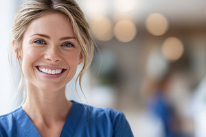 Portrait of smiling woman in medical, a Person Photo by MistyDay