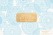 Soft Blue Round Lace Doily Clipart, an Illustration by Amanda Ilkov (Thumbnail 1 of 4)