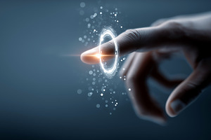 Futuristic Interaction Hand Touching, a Technology Photo by Ocean Digital Art