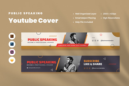 Public Speaking Youtube Cover, a Social Media Template by Rahardi Creative