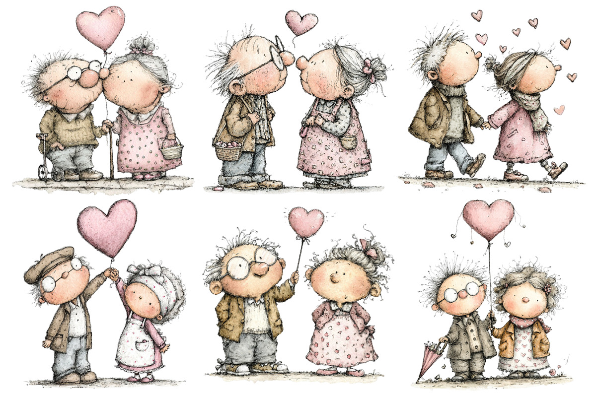 Old Couple Valentine Day Clipart, an Illustration by Pixels.Craft (Photo 3 of 5)