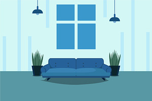 living room vector illustration, a Decorative Illustration by zyxroun shop