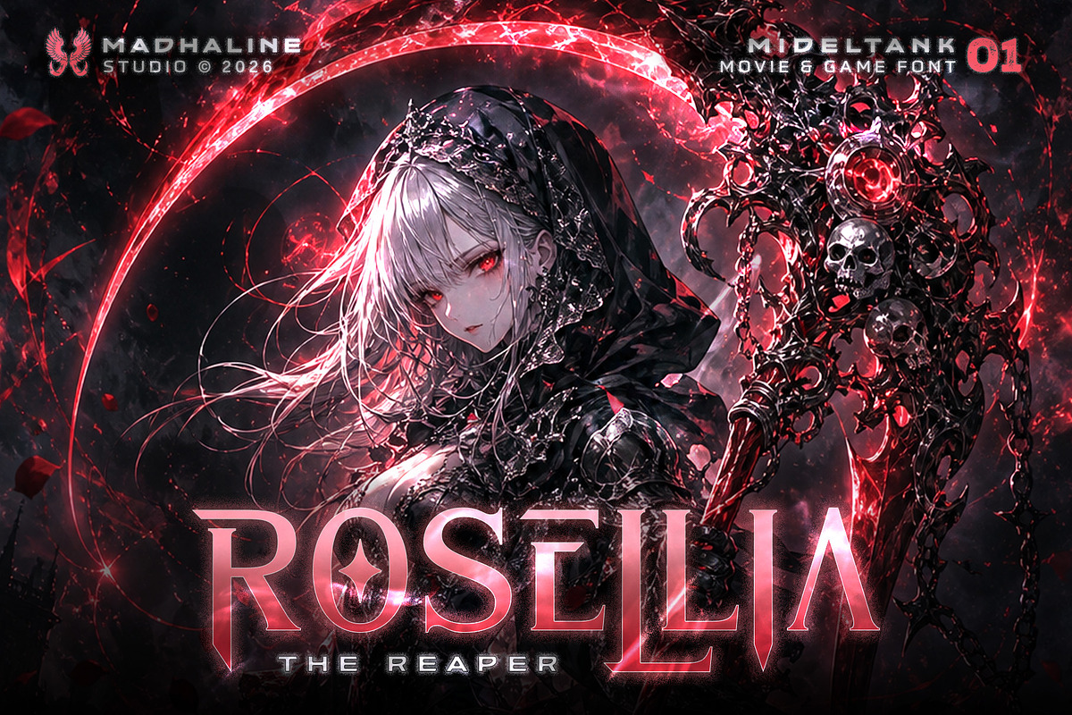 MIDELTANK | Movie & Game Font, a Blackletter Font by Madhaline Studio (Photo 6 of 14)