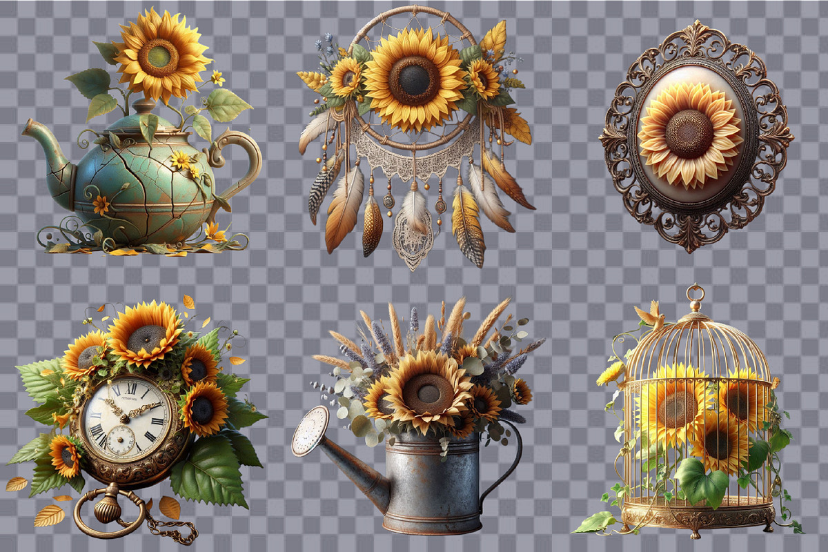 Vintage Sunflowers Autumn Sublimatio, an Illustration by SVGArt (Photo 5 of 8)