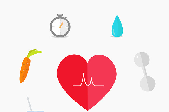 Set Of Healthy Lifestyle Icons.