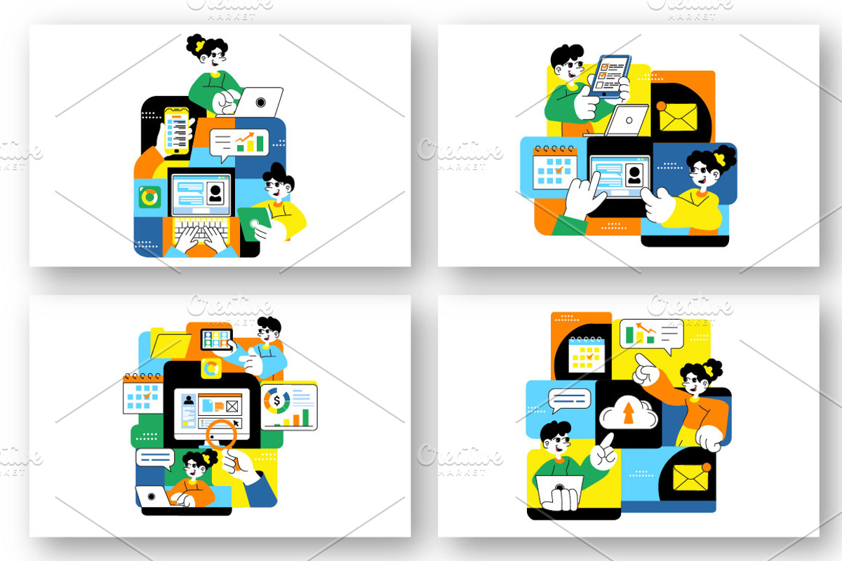 10 Remote Team Collaboration, a Technology Illustration by denayunebgt (Photo 2 of 4)