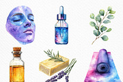 Watercolor Spa Day Clipart Bundle, an Illustration by Craft Nest (Thumbnail 3 of 6)