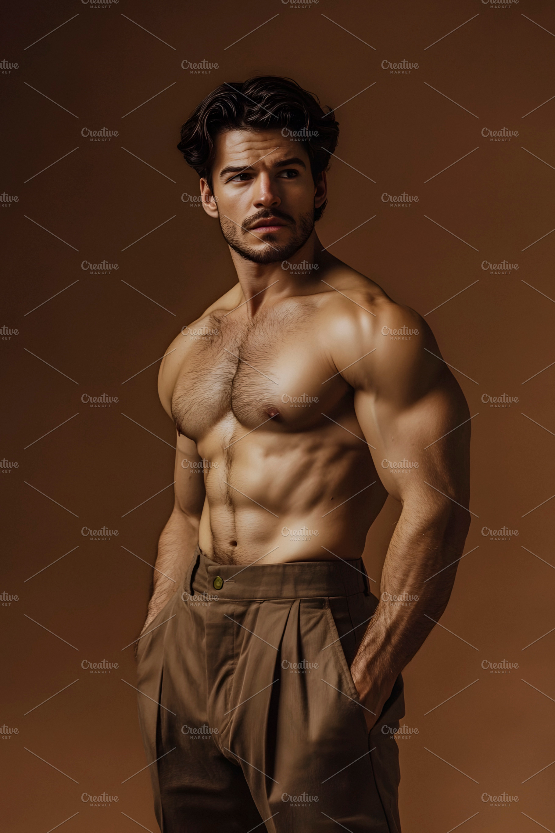 athletic bearded caucasian man, generative AI, a Photo by Nito