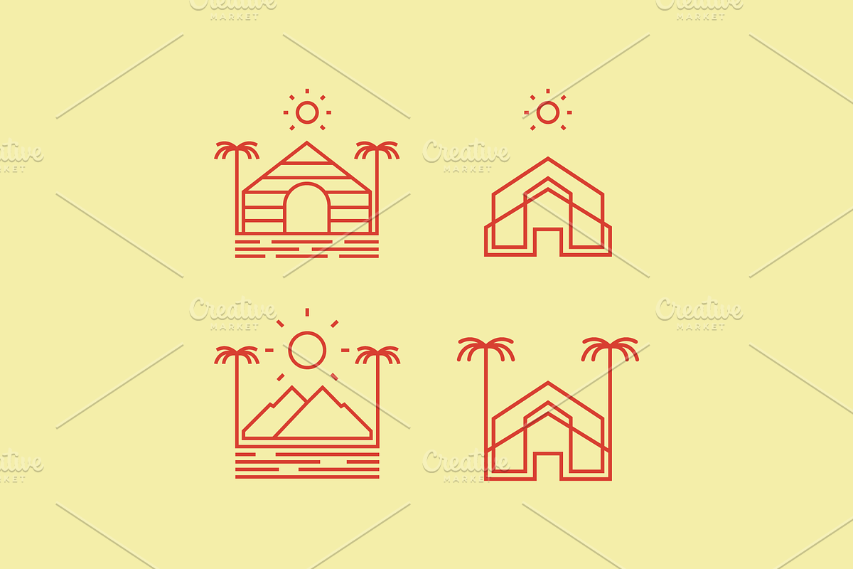 outdoor holiday icon set line logo, a Branding & Logo Template by devastd