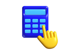 A blue calculator is being pressed, a Technology Illustration by Woters little shop