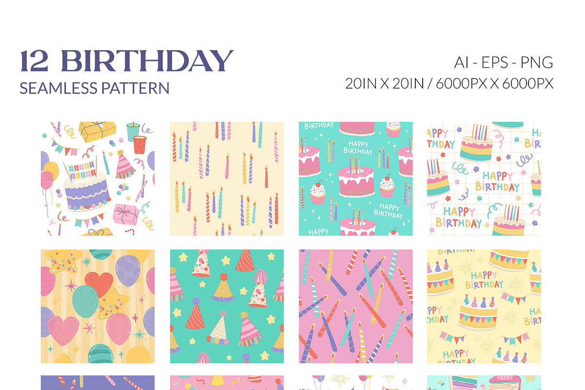 Colorful Fun Sweet Birthday Pattern, a Pattern Graphic by CreativeChristiana (Photo 2 of 9)