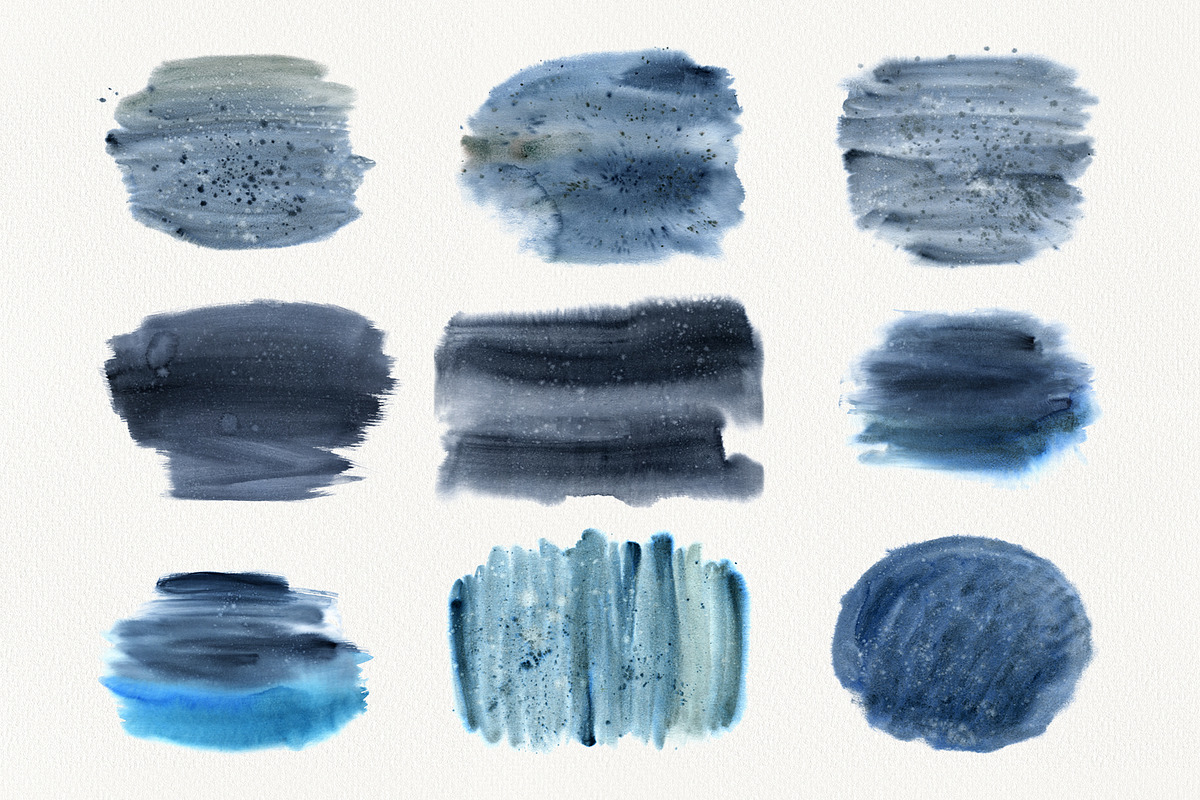 Blue Indigo Watercolor Washes Shapes, a Texture Illustration by YarovaArt (Photo 4 of 10)