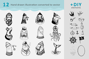 Lost At Sea. Illustrations Set